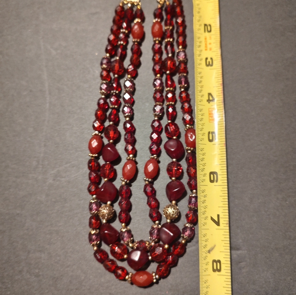Vintage red beaded necklace